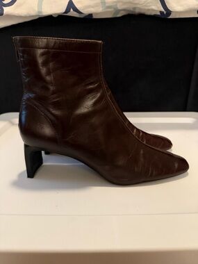 Mango chocolate Brown Leather Ankle Boots